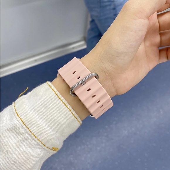 NEW PINK Silicone Ocean Strap for Apple Watch - Picture 5 of 5